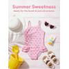 Haloumoning Toddler Baby Girls Swimsuit Kids Ruffled One Piece Colorful Bathing Suits Summer Beach Swimwear 9M-8Y(Pink)