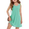 Haloumoning Girls Eyelet Swimsuit Cover Up Kids Casual Sleeveless Summer Beach Dress Coverups with Pockets 5-14 Years(Mint Green)