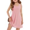 Haloumoning Girls Eyelet Swimsuit Cover Up Kids Casual Sleeveless Summer Beach Dress Coverups with Pockets 5-14 Years(Pink)