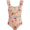 Haloumoning Girls One Piece Swimsuit Kids Cutout Ruffle Adjustable Straps Bathing Suit Beach Swimwear 5-14Y(Pink)