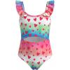 Haloumoning Girls One Piece Swimsuit Kids Cutout Ruffle Adjustable Straps Bathing Suit Beach Swimwear 5-14Y(Rose Red)