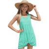 Haloumoning Girls Sleeveless Swim Cover Up Kids Summer Swimsuit Coverup Twist Front Beach Dress 5-14Y(Mint Green)