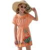 Haloumoning Girls Swim Cover Up Kids Summer Printed Short Sleeve Swimsuit Coverup Beach Bathing Suit Swimwear 5-14Y(Coral Pink)