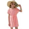 Haloumoning Girls Swim Cover Up Kids Summer Printed Short Sleeve Swimsuit Coverup Beach Bathing Suit Swimwear 5-14Y(Pink)
