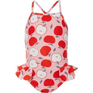 Haloumoning Toddler Baby Girls Swimsuit Kids Ruffled One Piece Colorful Bathing Suits Summer Beach Swimwear 9M-8Y(Bright Pink)