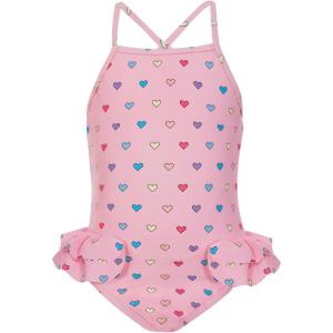 Haloumoning Toddler Baby Girls Swimsuit Kids Ruffled One Piece Colorful Bathing Suits Summer Beach Swimwear 9M-8Y(Pink)