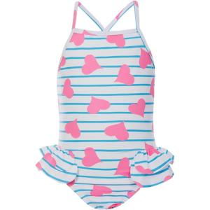 Haloumoning Toddler Baby Girls Swimsuit Kids Ruffled One Piece Colorful Bathing Suits Summer Beach Swimwear 9M-8Y(White Green)