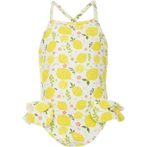 Haloumoning Toddler Baby Girls Swimsuit Kids Ruffled One Piece Colorful Bathing Suits Summer Beach Swimwear 9M-8Y(Yellow)
