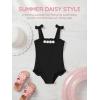 Haloumoning Toddler Baby Girls One Pieces Swimsuit Kids Floral Swimwear Summer Beach Bathing Suit 9M-8Y(Black)