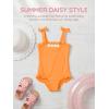 Haloumoning Toddler Baby Girls One Pieces Swimsuit Kids Floral Swimwear Summer Beach Bathing Suit 9M-8Y(Orange)