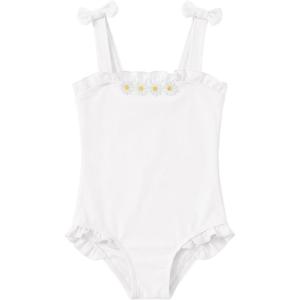 Haloumoning Toddler Baby Girls One Pieces Swimsuit Kids Floral Swimwear Summer Beach Bathing Suit 9M-8Y(White)