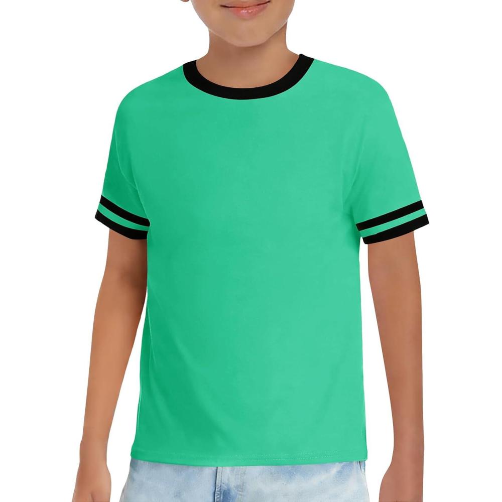 image:imageHaloumoning Boys Short Sleeve T Shirts Kids Summer Crewneck Color Block Tops Fashion Tees 514 YearsGreen