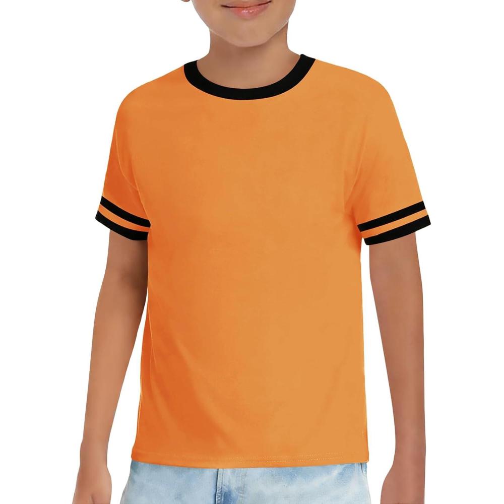 image:imageHaloumoning Boys Short Sleeve T Shirts Kids Summer Crewneck Color Block Tops Fashion Tees 514 YearsOrange