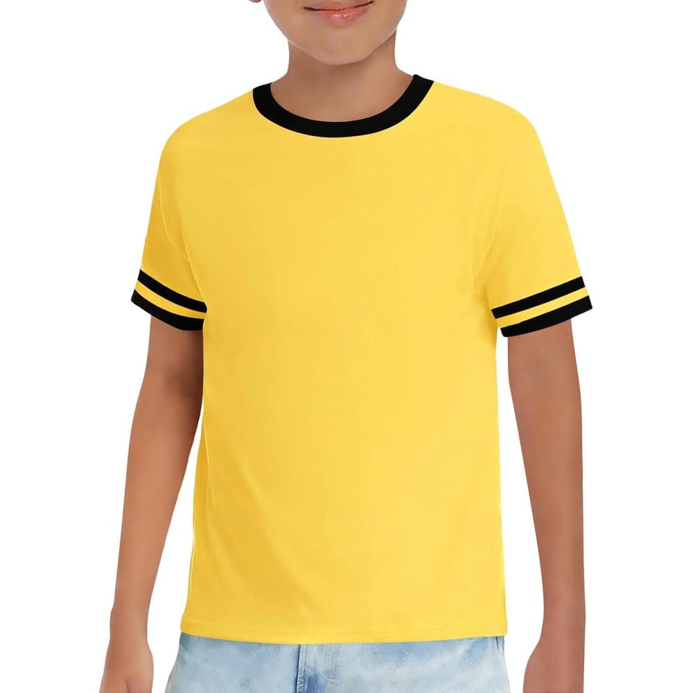 image:imageHaloumoning Boys Short Sleeve T Shirts Kids Summer Crewneck Color Block Tops Fashion Tees 514 YearsYellow