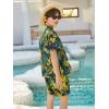Haloumoning Boys 2 Piece Outfits Hawaiian Button Down Shirt and Shorts Sets Summer Beach Clothes 5-14 Years(Black)