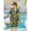 Haloumoning Boys 2 Piece Outfits Hawaiian Button Down Shirt and Shorts Sets Summer Beach Clothes 5-14 Years(Black)