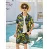 Haloumoning Boys 2 Piece Outfits Hawaiian Button Down Shirt and Shorts Sets Summer Beach Clothes 5-14 Years(Black)