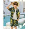 Haloumoning Boys 2 Piece Outfits Hawaiian Button Down Shirt and Shorts Sets Summer Beach Clothes 5-14 Years(Black)