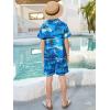 Haloumoning Boys 2 Piece Outfits Hawaiian Button Down Shirt and Shorts Sets Summer Beach Clothes 5-14 Years(Blue)