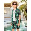 Haloumoning Boys 2 Piece Outfits Hawaiian Button Down Shirt and Shorts Sets Summer Beach Clothes 5-14 Years(Green)
