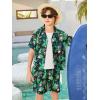Haloumoning Boys 2 Piece Outfits Hawaiian Button Down Shirt and Shorts Sets Summer Beach Clothes 5-14 Years(Green)