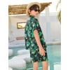 Haloumoning Boys 2 Piece Outfits Hawaiian Button Down Shirt and Shorts Sets Summer Beach Clothes 5-14 Years(Green)