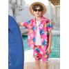 Haloumoning Boys 2 Piece Outfits Hawaiian Button Down Shirt and Shorts Sets Summer Beach Clothes 5-14 Years(Pink)