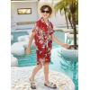 Haloumoning Boys 2 Piece Outfits Hawaiian Button Down Shirt and Shorts Sets Summer Beach Clothes 5-14 Years(Red)