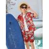 Haloumoning Boys 2 Piece Outfits Hawaiian Button Down Shirt and Shorts Sets Summer Beach Clothes 5-14 Years(Red)