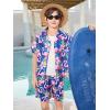 Haloumoning Boys 2 Piece Outfits Hawaiian Button Down Shirt and Shorts Sets Summer Beach Clothes 5-14 Years(Royal Blue)