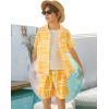 Haloumoning Boys 2 Piece Outfits Hawaiian Button Down Shirt and Shorts Sets Summer Beach Clothes 5-14 Years(Yellow)