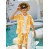 Haloumoning Boys 2 Piece Outfits Hawaiian Button Down Shirt and Shorts Sets Summer Beach Clothes 5-14 Years(Yellow)