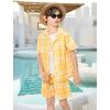 Haloumoning Boys 2 Piece Outfits Hawaiian Button Down Shirt and Shorts Sets Summer Beach Clothes 5-14 Years(Yellow)