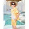 Haloumoning Boys 2 Piece Outfits Hawaiian Button Down Shirt and Shorts Sets Summer Beach Clothes 5-14 Years(Yellow)