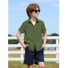 Haloumoning Boys Short Sleeve Dress Shirts Kids Summer Beach Button Down Shirt 5-14 Years(Army Green)