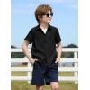 Haloumoning Boys Short Sleeve Dress Shirts Kids Summer Beach Button Down Shirt 5-14 Years(Black)