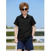 Haloumoning Boys Short Sleeve Dress Shirts Kids Summer Beach Button Down Shirt 5-14 Years(Black)