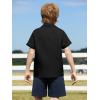 Haloumoning Boys Short Sleeve Dress Shirts Kids Summer Beach Button Down Shirt 5-14 Years(Black)