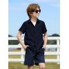Haloumoning Boys Short Sleeve Dress Shirts Kids Summer Beach Button Down Shirt 5-14 Years(Dark Blue)