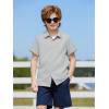 Haloumoning Boys Short Sleeve Dress Shirts Kids Summer Beach Button Down Shirt 5-14 Years(Gray)