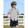 Haloumoning Boys Short Sleeve Dress Shirts Kids Summer Beach Button Down Shirt 5-14 Years(Gray)
