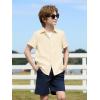 Haloumoning Boys Short Sleeve Dress Shirts Kids Summer Beach Button Down Shirt 5-14 Years(Khaki)