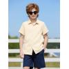 Haloumoning Boys Short Sleeve Dress Shirts Kids Summer Beach Button Down Shirt 5-14 Years(Khaki)