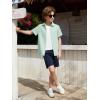 Haloumoning Boys Short Sleeve Dress Shirts Kids Summer Beach Button Down Shirt 5-14 Years(Light Green)