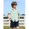 Haloumoning Boys Short Sleeve Dress Shirts Kids Summer Beach Button Down Shirt 5-14 Years(Light Green)