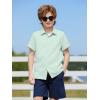 Haloumoning Boys Short Sleeve Dress Shirts Kids Summer Beach Button Down Shirt 5-14 Years(Light Green)