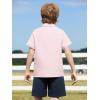 Haloumoning Boys Short Sleeve Dress Shirts Kids Summer Beach Button Down Shirt 5-14 Years(Pink)
