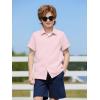 Haloumoning Boys Short Sleeve Dress Shirts Kids Summer Beach Button Down Shirt 5-14 Years(Pink)