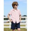 Haloumoning Boys Short Sleeve Dress Shirts Kids Summer Beach Button Down Shirt 5-14 Years(Pink)