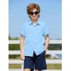 Haloumoning Boys Short Sleeve Dress Shirts Kids Summer Beach Button Down Shirt 5-14 Years(Sky Blue)